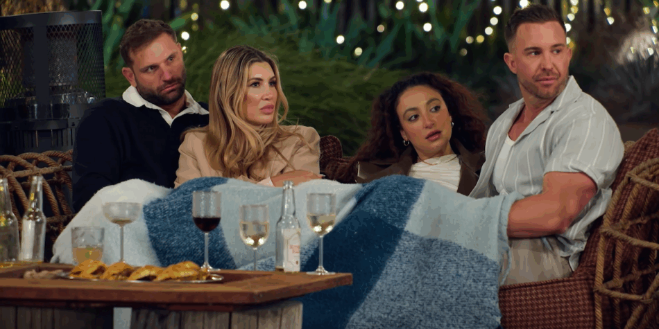 Scott, Gia, Juliette and Chris at the Couple's Retreat. Image: Nine.