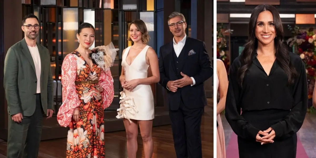 The MasterChef judges Poh ling Yeow, Andy Allen, Jean Christophe and Sofia with Meghan Markle