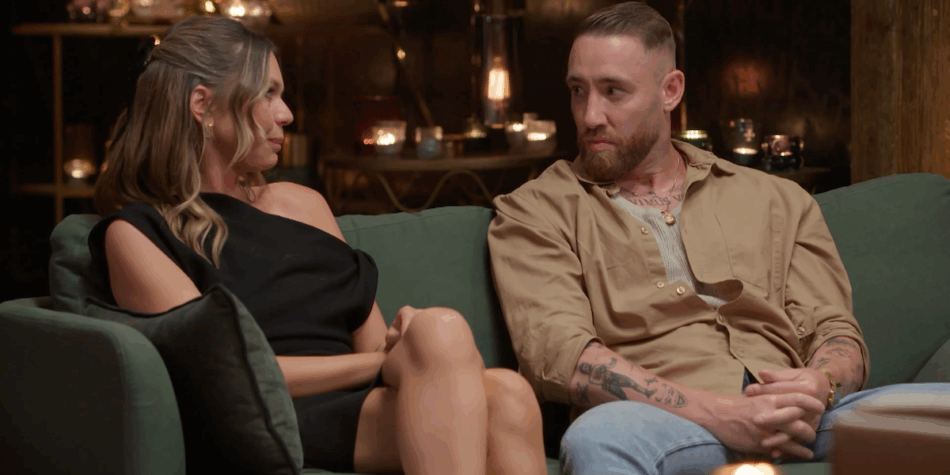 Bec and Danny's final time on the couch. Image: Nine.