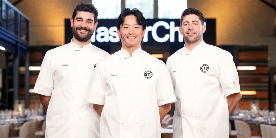 Vinnie, Aaron and Petro on MasterChef