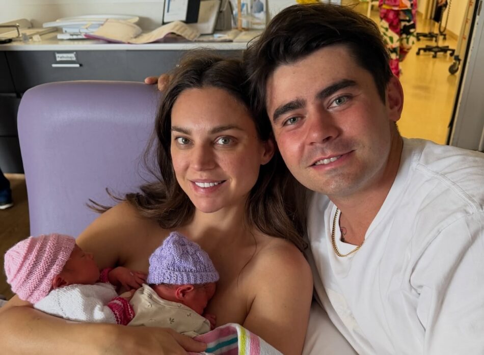 Declan Cleary and Sarah Todd with their baby girls. Image: Instagram.