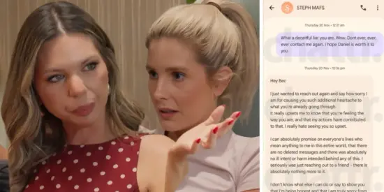 MAFS' Bec hits back at Steph's 'disgusting messages' claim with screenshots