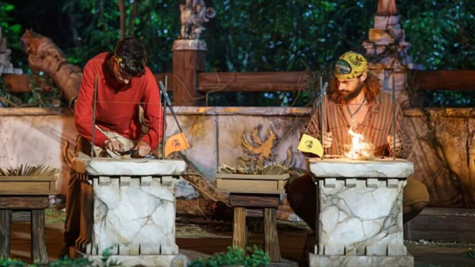 Rizo making fire on Survivor 50. Image: CBS.