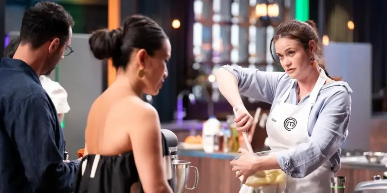 Hannah Johnson cooking in the MasterChef kitchen