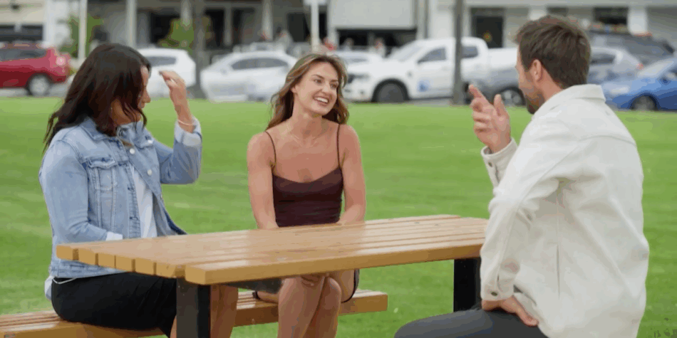 Christina and Jarrad on their first date. Image: Seven.