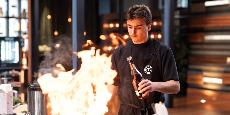 Luke Harris at his MasterChef bench. 