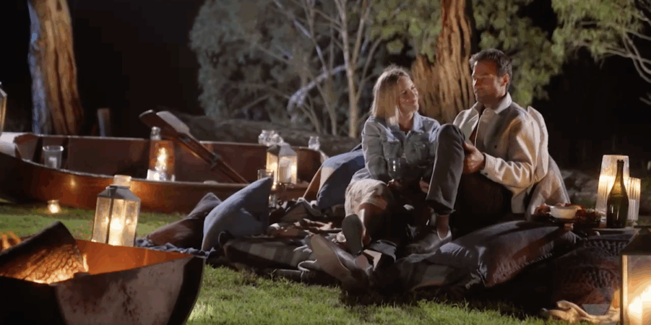 Farmer Jarrad on his 24 hour date with Carly. Image: Seven.