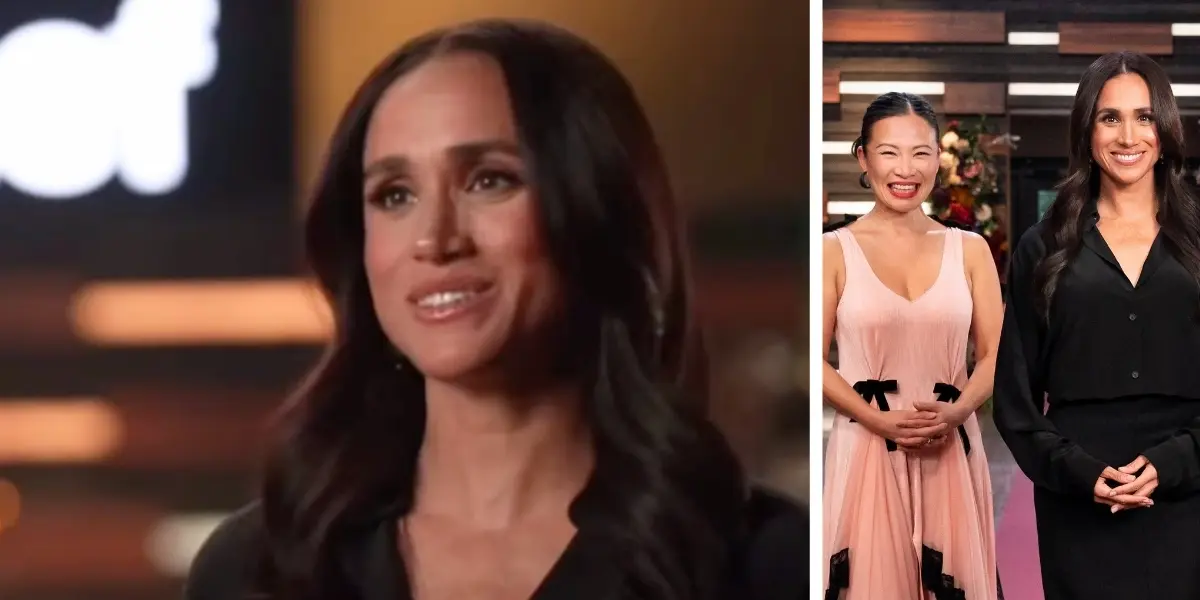Meghan Markle smiling with Poh on the set of MasterChef Australia