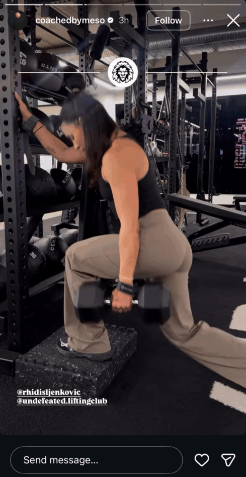 a photo that Rhi's apparent new boyfriend Meso shared of her at the gym.