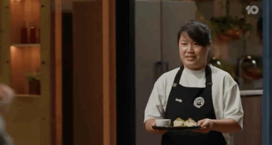 Emily serving up her spring roll dish. Image: Ten.