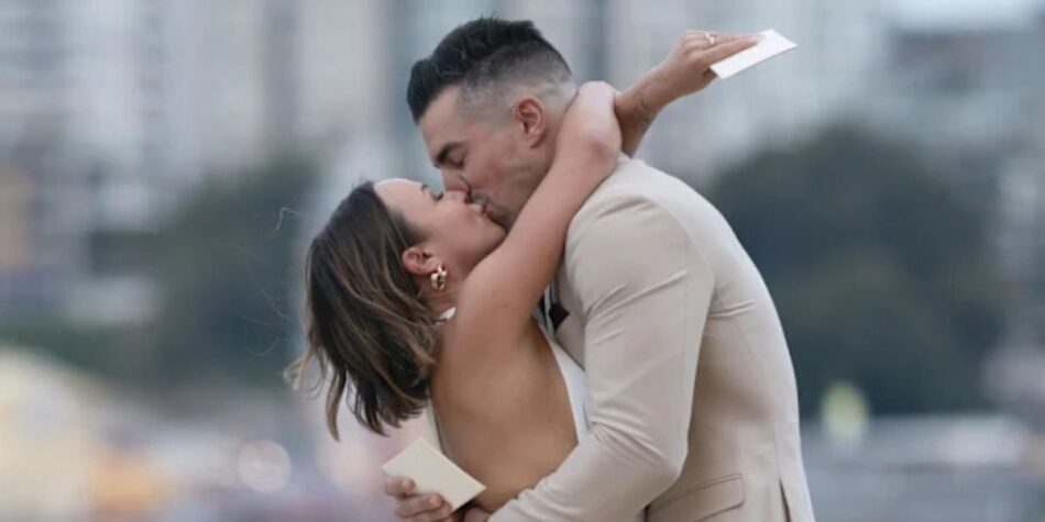mafs' stella and filip kissing during the final vows episode.