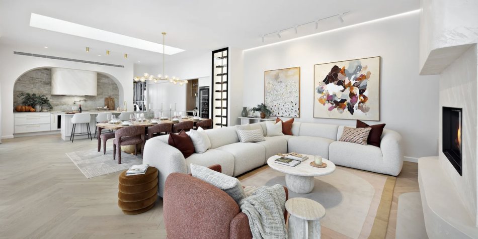 The open plan living area of Han and Can's The Block house. Image: Nine.