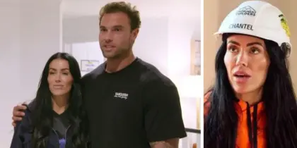 The Block's Chantel and Wyatt in an interview and on-site.