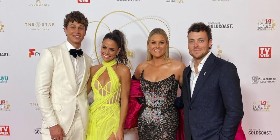 Home and Away's Matt Evans, Emily Weir, Sophie Dillman and Patrick O'Connor at the 2022 Logies. Image: Instagram.