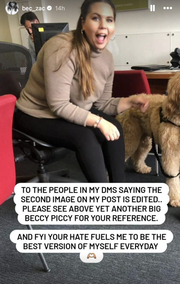 Bec Zacharia responds to the haters