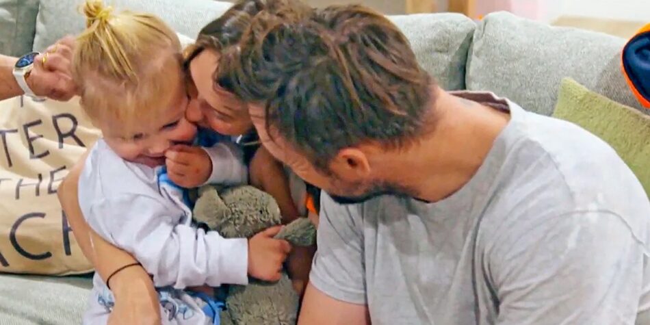 The Block's Lisa and Rosco with their son Lando. Image: Nine.