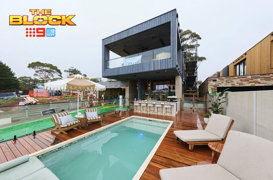 Adam and Jolene's outdoor terrace and pool reveal on The Block 2026