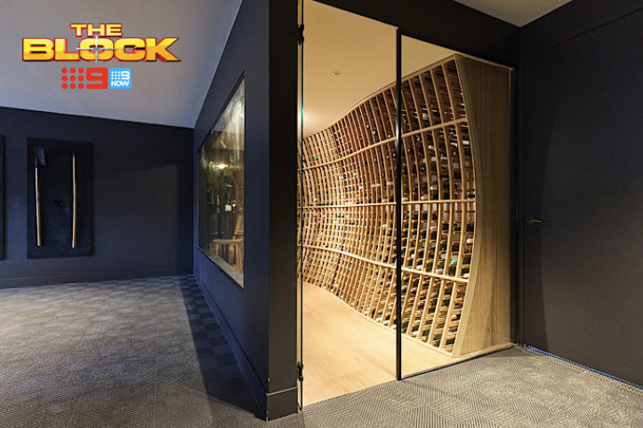 Courtney and Sev's wine cellar on The Block 2026.