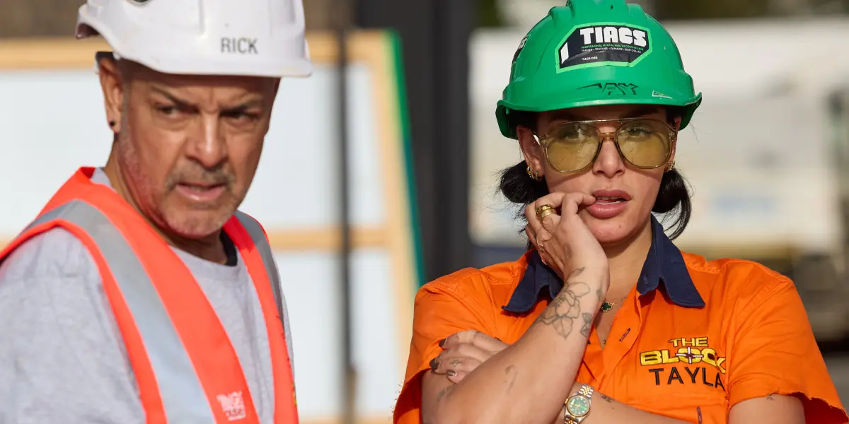 The Block 2026 finale and auction date pictured Rick and Tayla